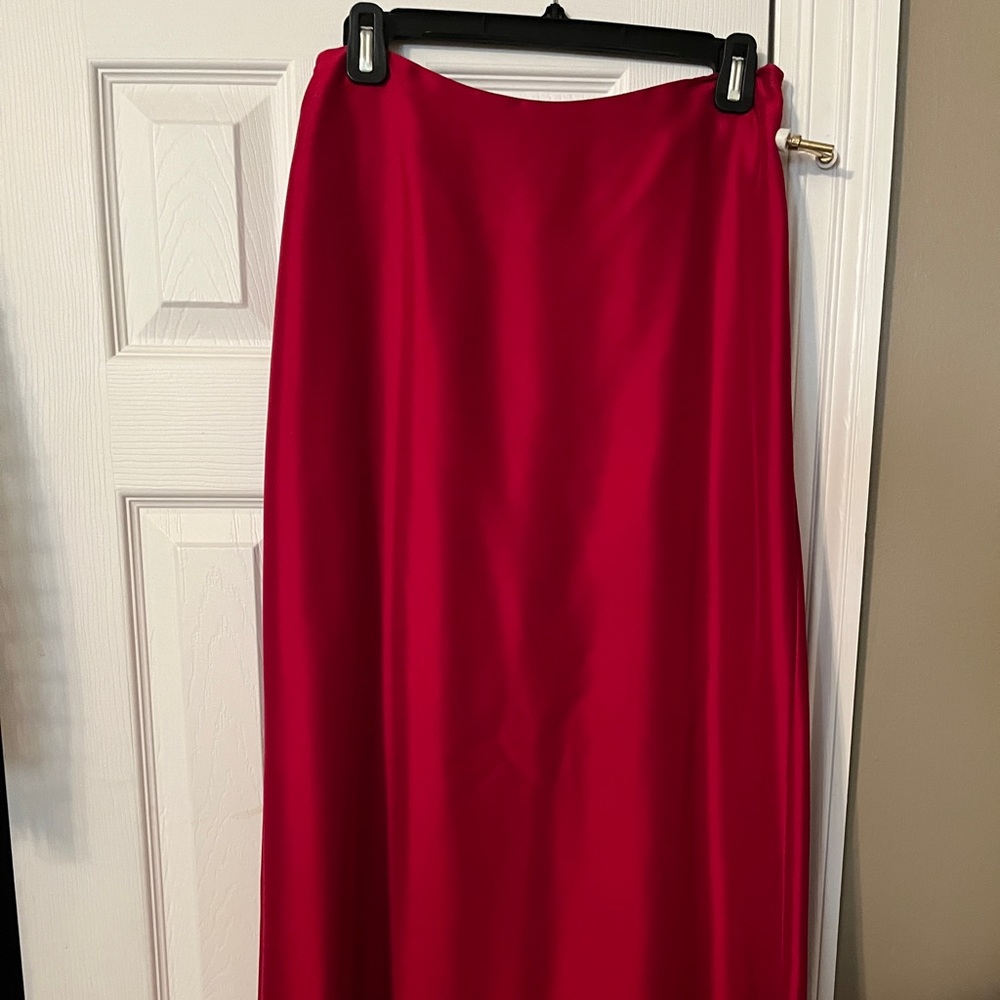 Vibrant red silk skirt